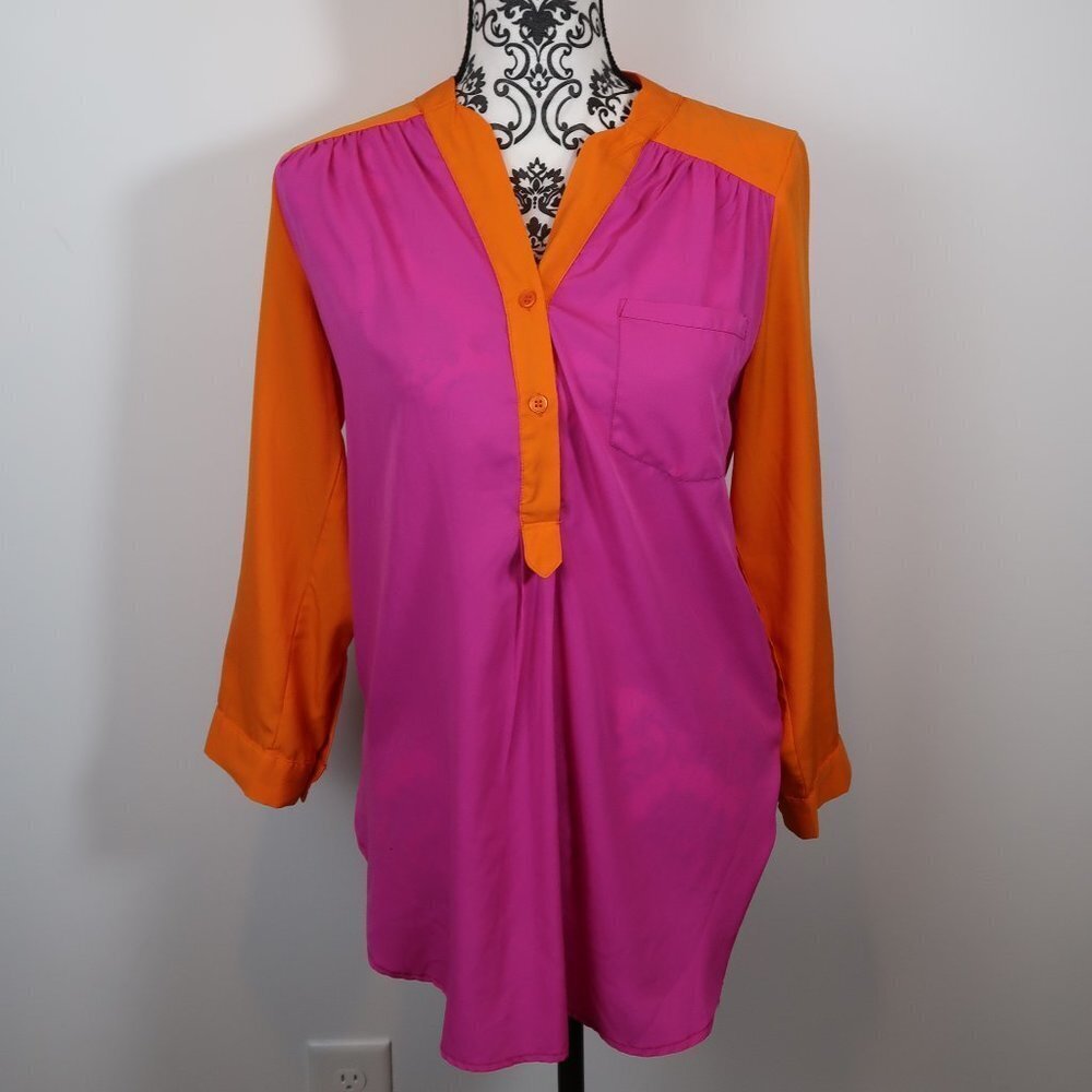 Dizzy Lizzy Purple Orange Blouse Size S